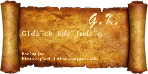 Glück Kálmán névjegykártya