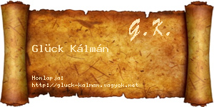 Glück Kálmán névjegykártya